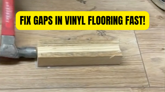 How to Fix Gaps in Click-Lock Floating Floor Planks FAST! (Using Carpet Tile Tape and a Wood Block)