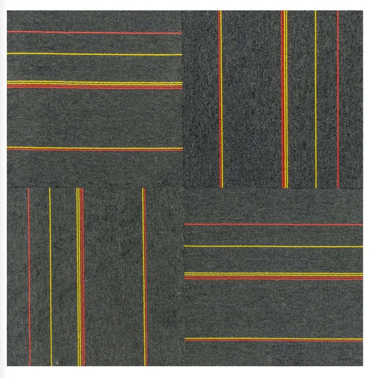 Phenix Carpet Tile Black / Red/ Yellow 19.69x19.69 (#17) - All Flooring Now