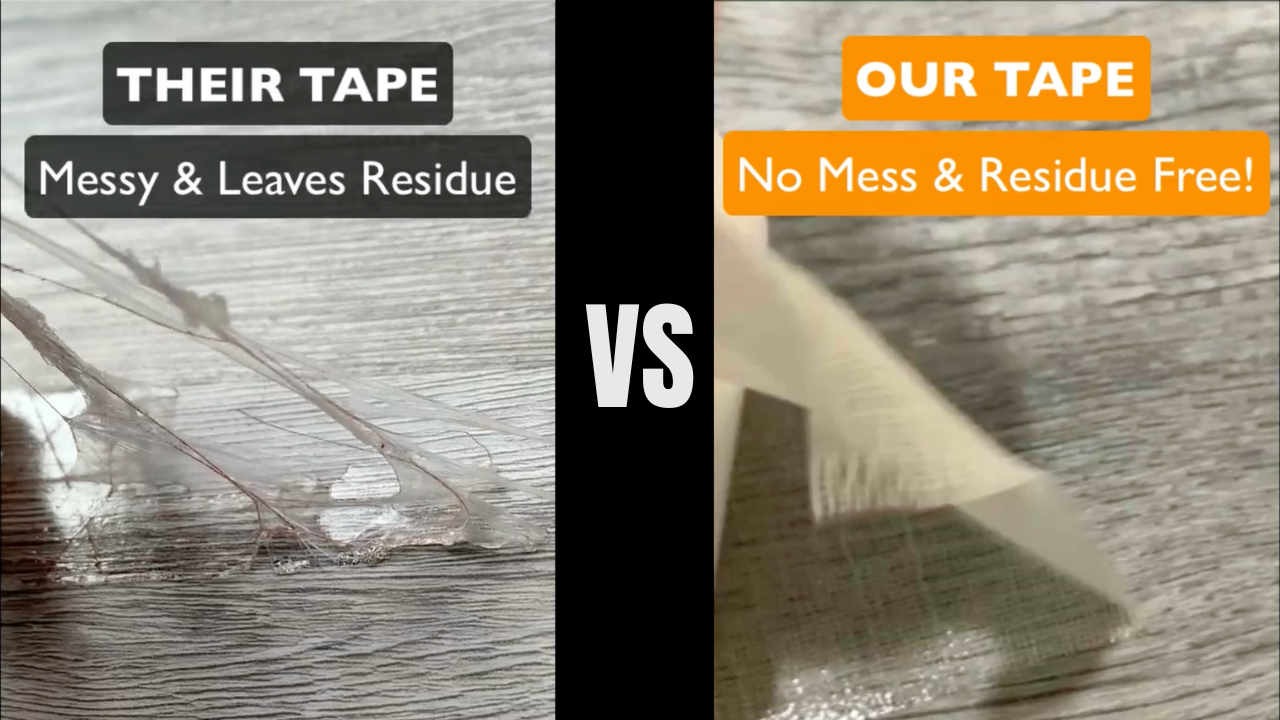 Load video: their carpet tape vs our carpet tape
