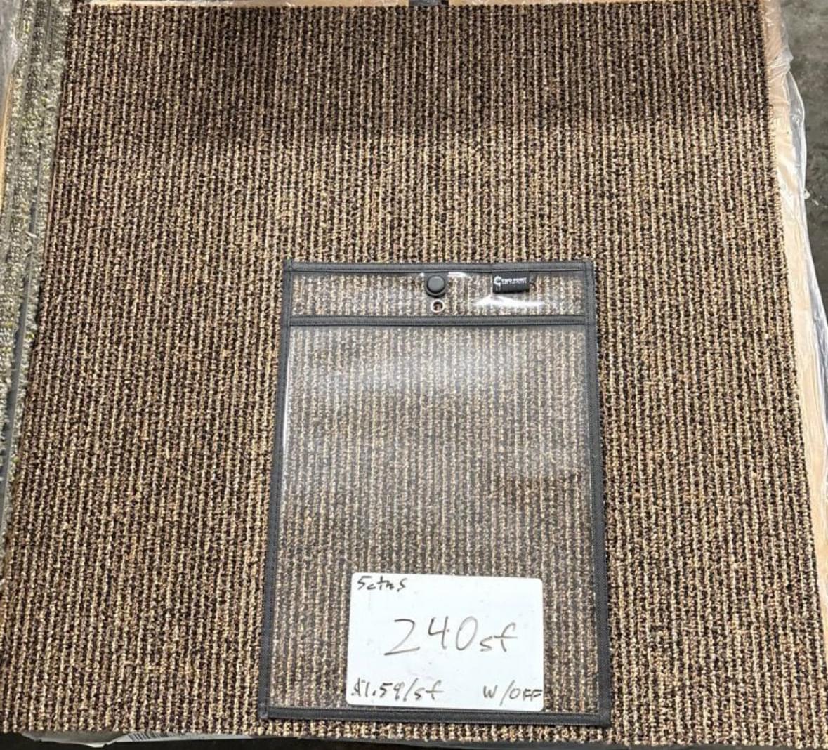 Brown Walkoff Carpet Tiles Commercial Grade Office Basement Flooring Squares Vinyl Back