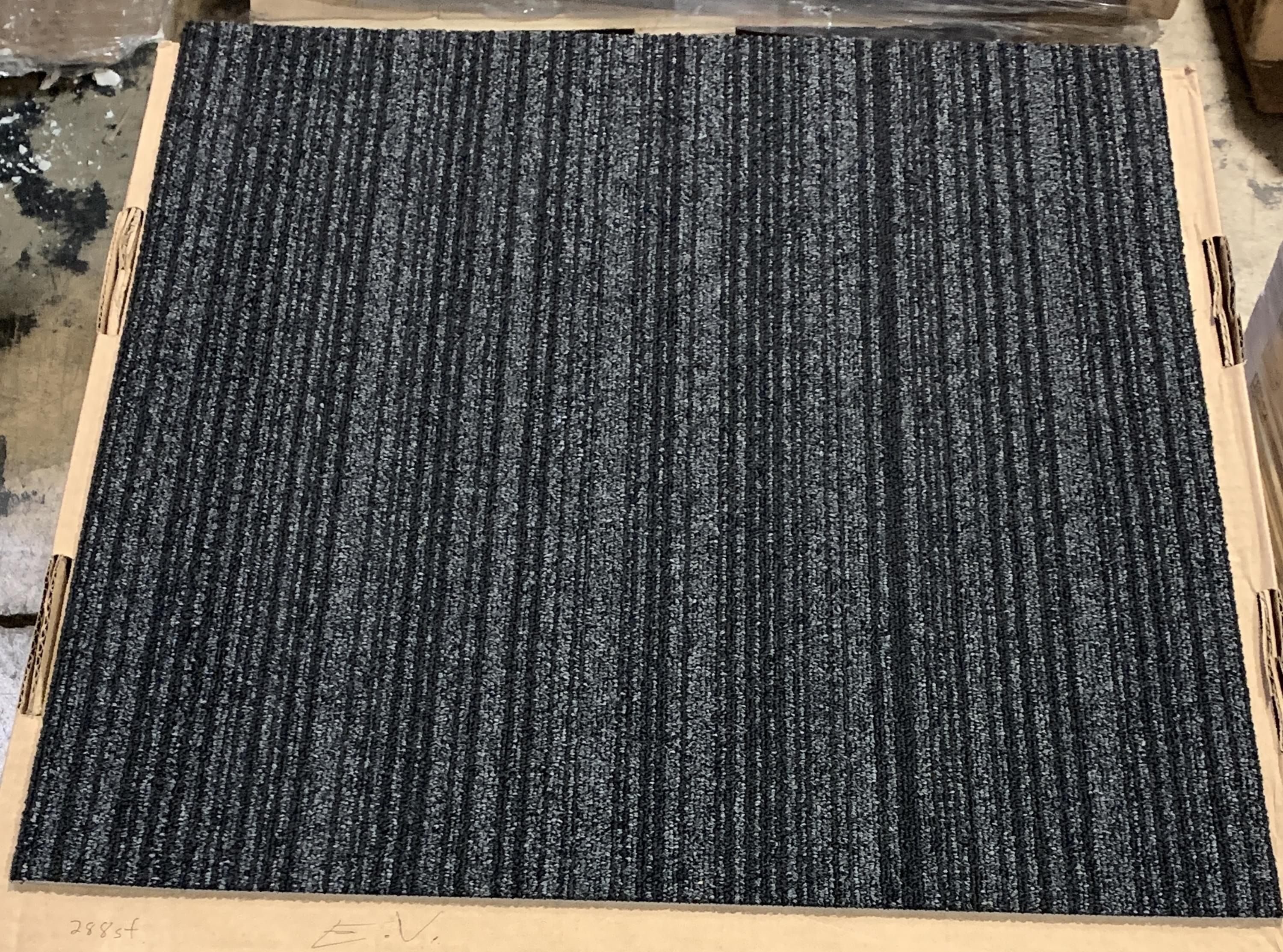 Black Gray Carpet Tiles New Rubber Back Floor Commercial Grade Flooringing Tiles Loop Office Building Basement office Michigan Squares